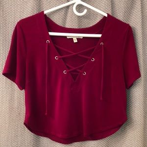 Red short sleeve blouse
